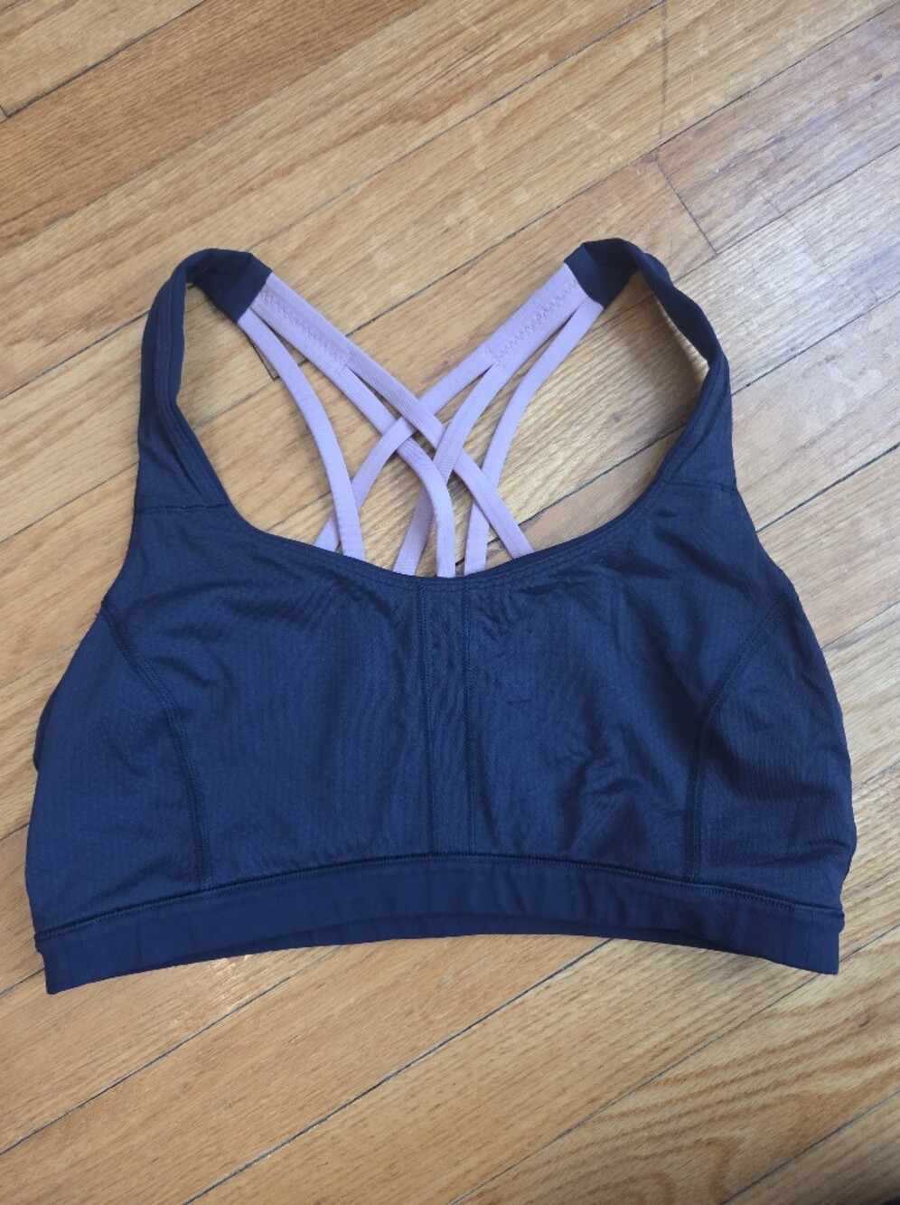 Lululemon Free to Be Serene Bra Size 8 Navy Blue Pink Strappy Criss Cross Back - Picture 8 of 8